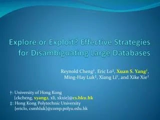 Explore or Exploit? Effective Strategies for Disambiguating Large Databases