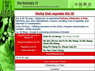 Herbs that regulate the Qi