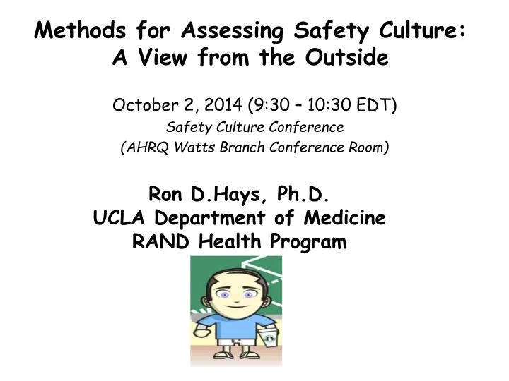 methods for assessing safety culture a view from the outside