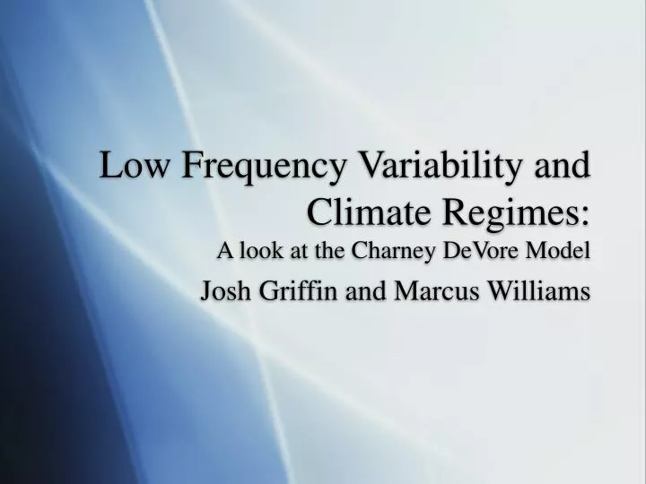 low frequency variability and climate regimes a look at the charney devore model