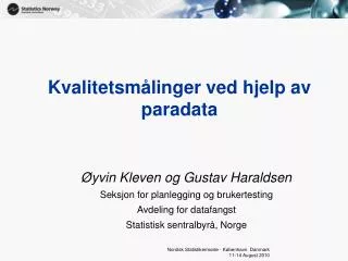 kvalitetsm linger ved hjelp av paradata