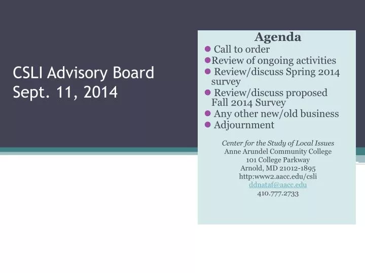 csli advisory board sept 11 2014