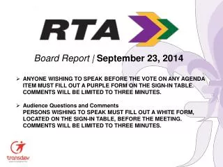 Board Report | September 23, 2014