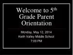 Welcome to 5 th Grade Parent Orientation