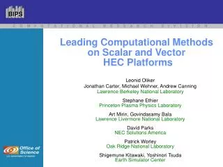 Leading Computational Methods on Scalar and Vector HEC Platforms