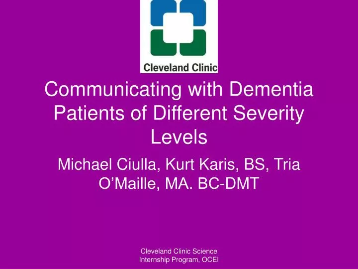 communicating with dementia patients of different severity levels