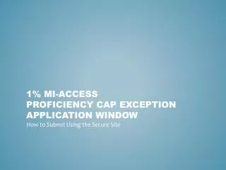 1% MI-Access Proficiency Cap Exception Application Window