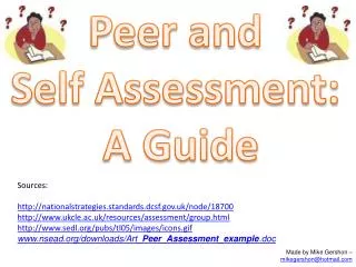 Peer and Self Assessment: A Guide