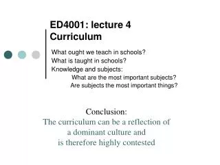 ED4001: lecture 4 Curriculum