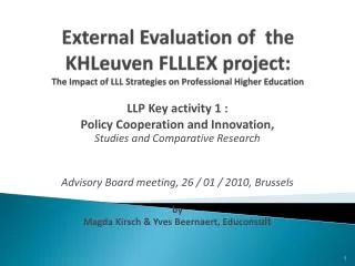 LLP Key activity 1 : Policy Cooperation and Innovation, Studies and Comparative Research