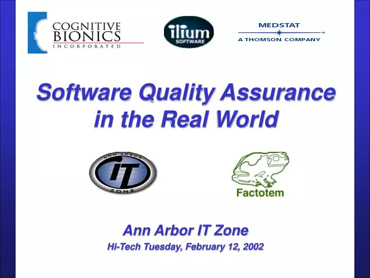 software quality assurance in the real world
