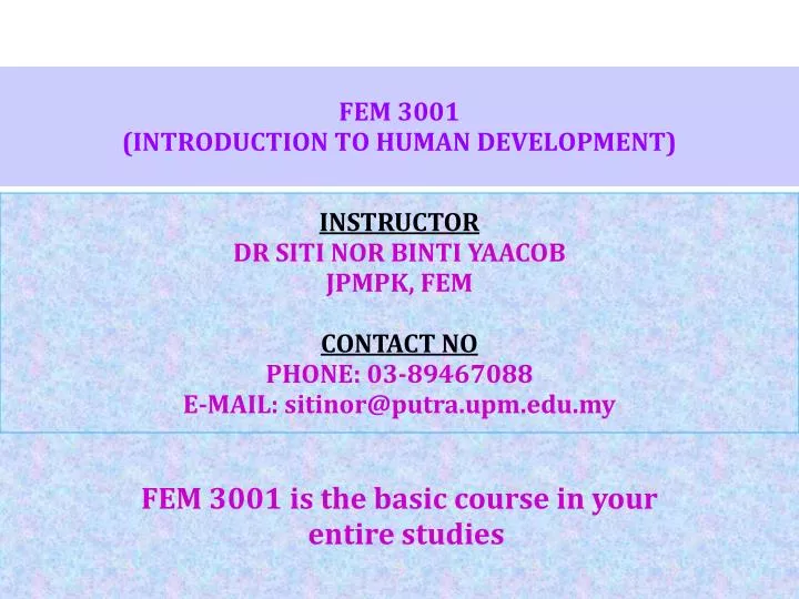 fem 3001 introduction to human development
