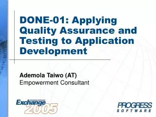 DONE-01: Applying Quality Assurance and Testing to Application Development
