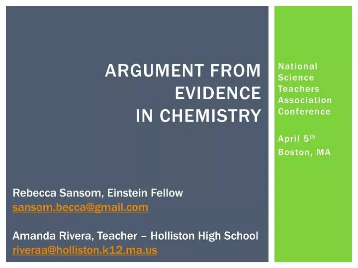 argument from evidence in chemistry