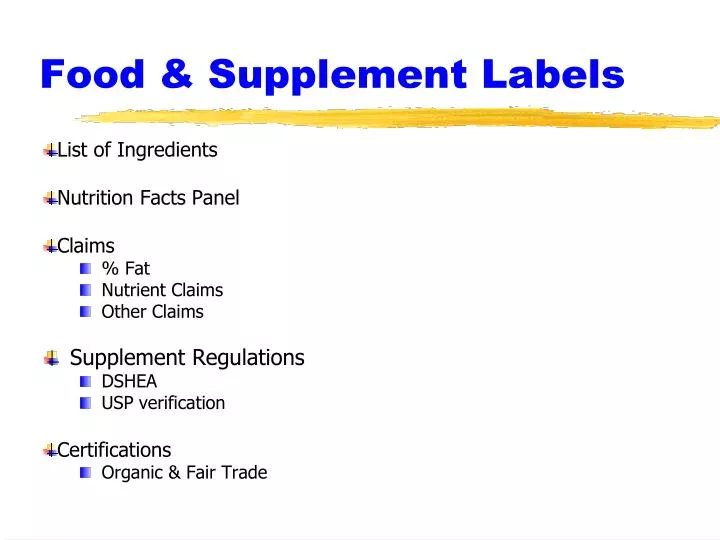 food supplement labels