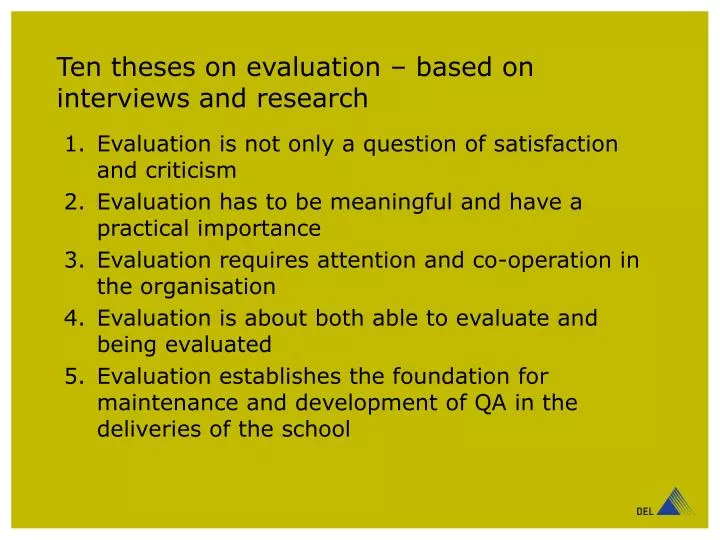 ten theses on evaluation based on interviews and research