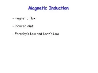 Magnetic Induction