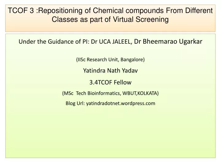 tcof 3 repositioning of chemical compounds from different classes as part of virtual screening