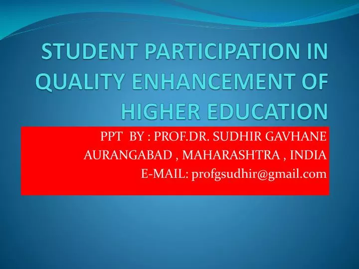 student participation in quality enhancement of higher education