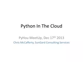 Python In The Cloud