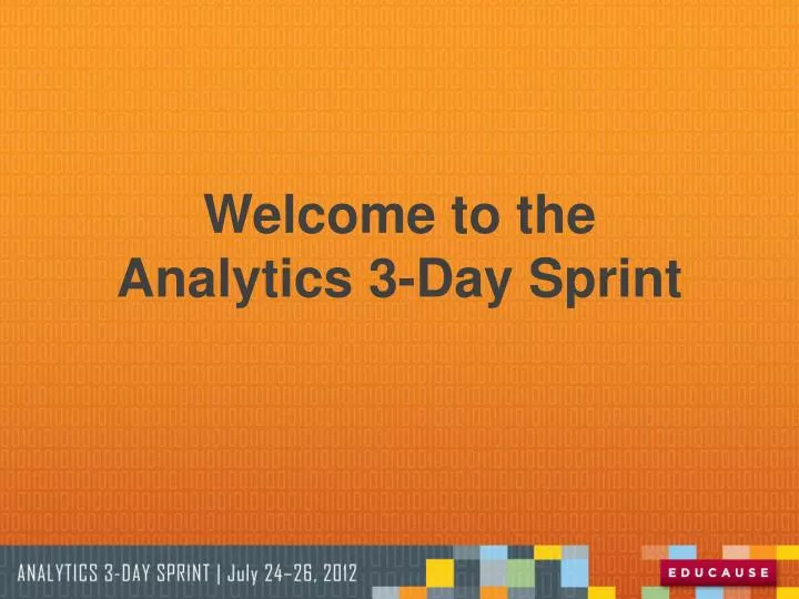 welcome to the analytics 3 day sprint