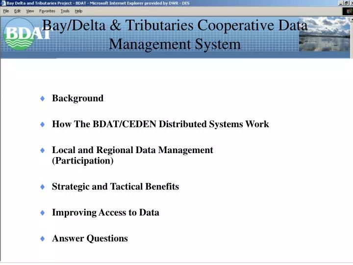 bay delta tributaries cooperative data management system
