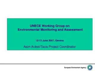 UNECE Working Group on Environmental Monitoring and Assessment 12-13 June 2007, Geneva