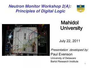 Neutron Monitor Workshop 2(A): Principles of Digital Logic