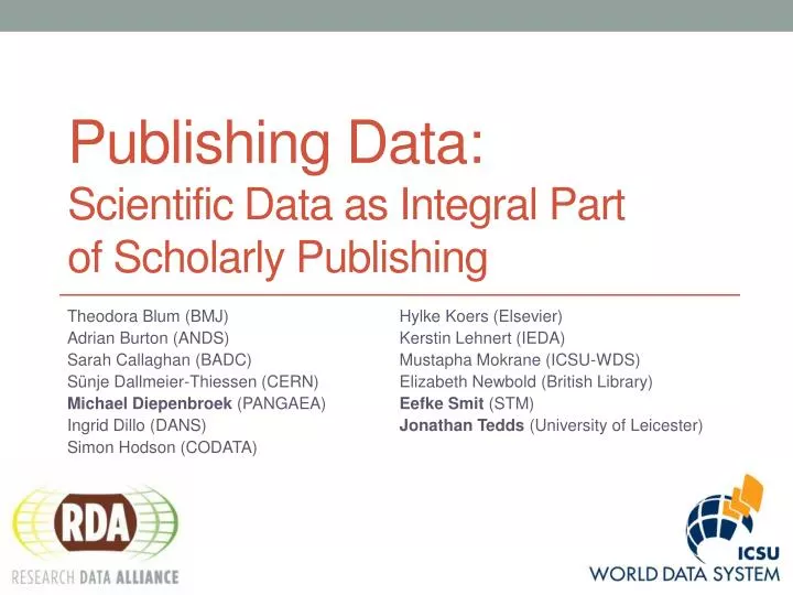 publishing data scientific data as integral part of scholarly publishing