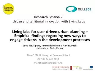 Research Session 2: Urban and territorial innovation with Living Labs