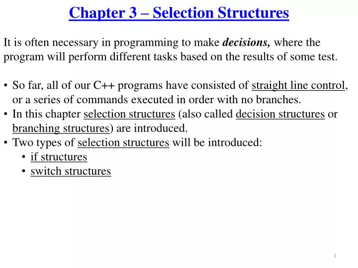 chapter 3 selection structures