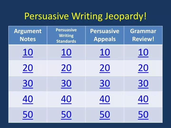 persuasive writing jeopardy