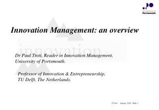 Innovation Management: an overview