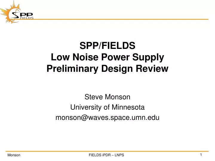 spp fields low noise power supply preliminary design review