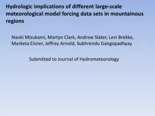 Submitted to Journal of Hydrometeorology