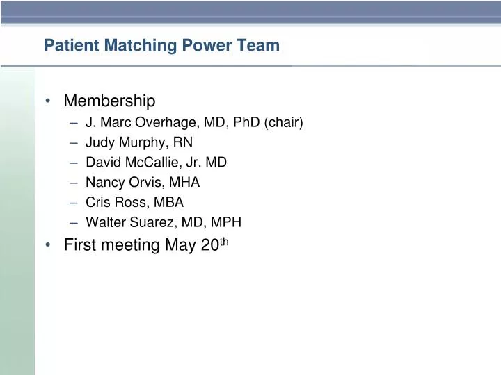 patient matching power team