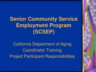 Senior Community Service Employment Program (SCSEP)