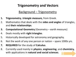 Trigonometry and Vectors