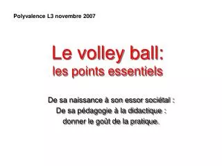 le volley ball les points essentiels