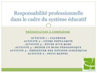 responsabilit professionnelle dans le cadre du syst me ducatif