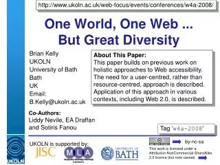 One World, One Web ... But Great Diversity