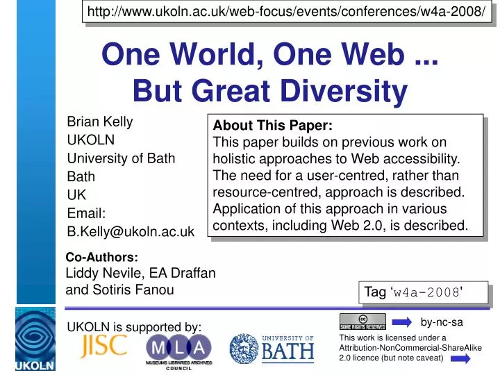 one world one web but great diversity