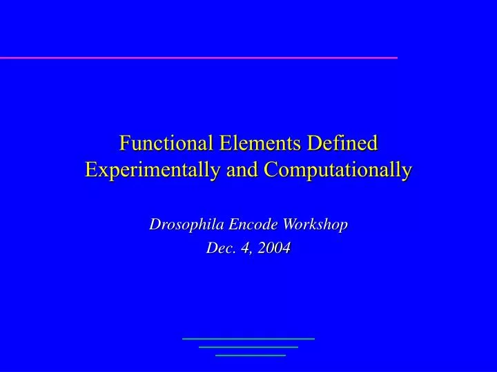functional elements defined experimentally and computationally