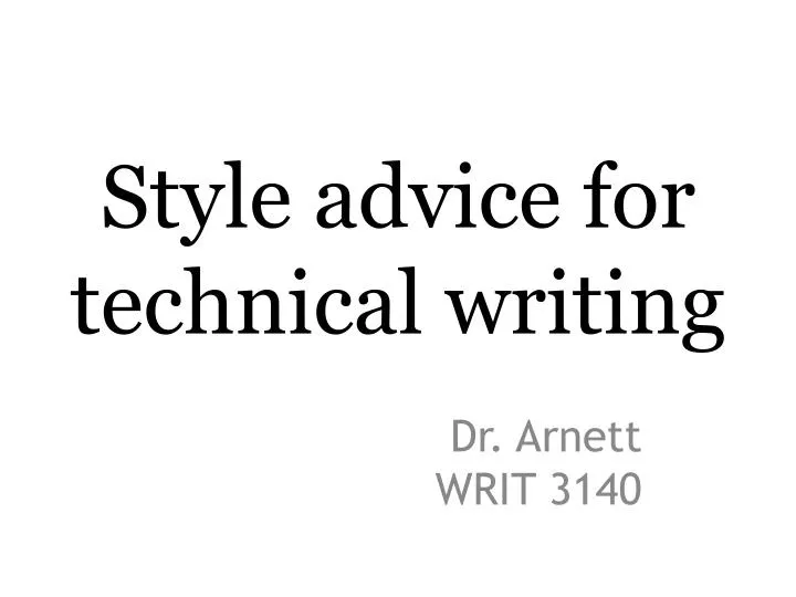 style advice for technical writing