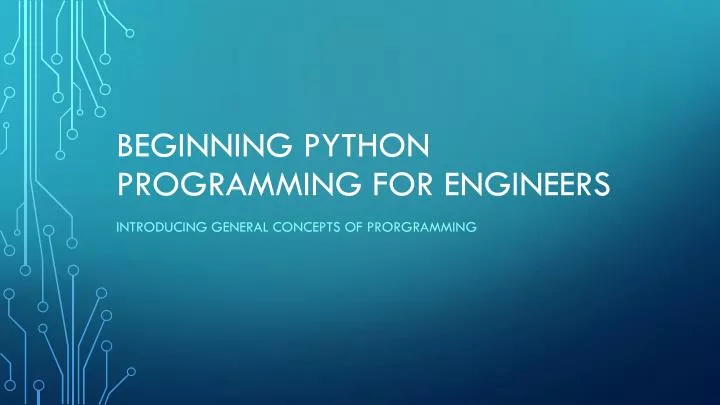 beginning python programming for engineers