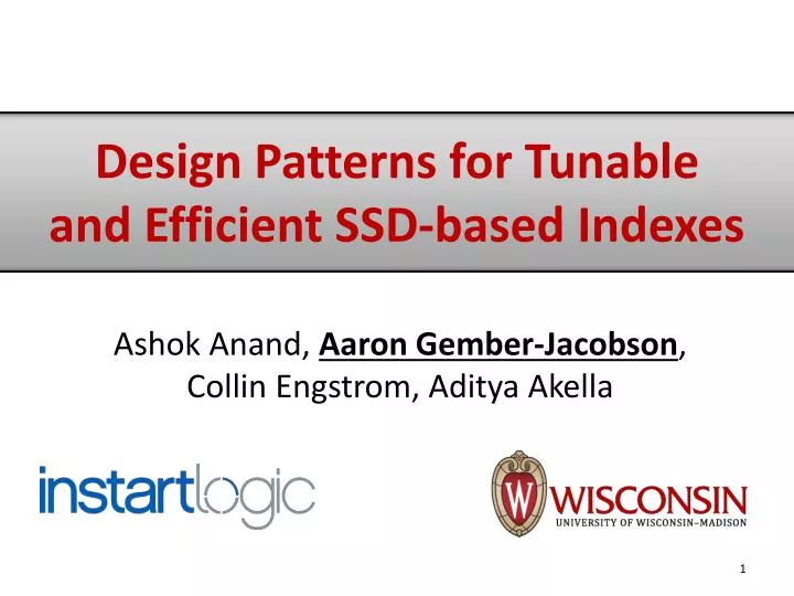 design patterns for tunable and efficient ssd based indexes