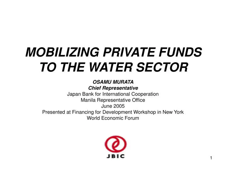 mobilizing private funds to the water sector