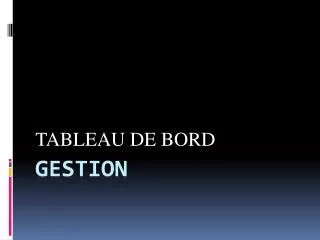 tableau de bord