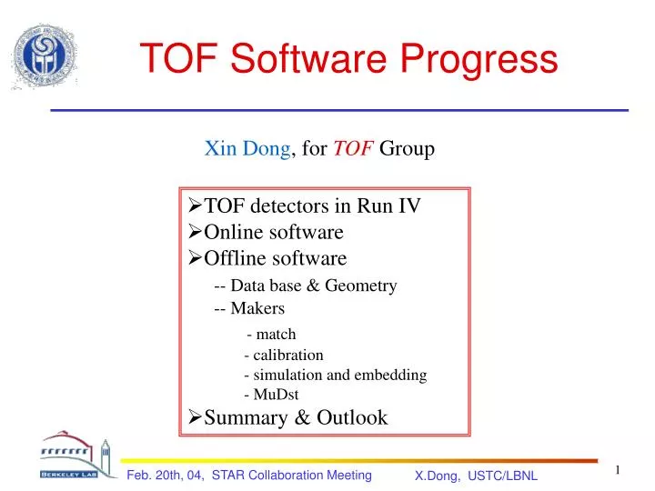 tof software progress