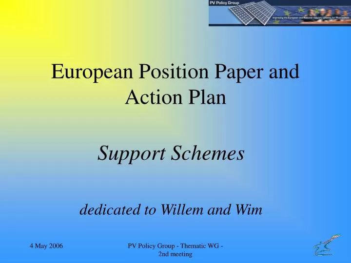 european position paper and action plan